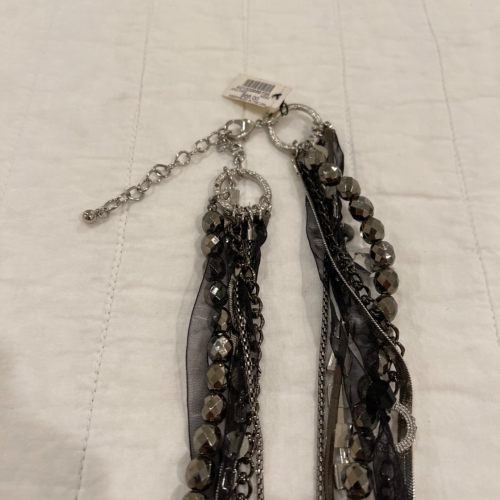 Chico's Joclynne Long Line Multi Strands Beads Rhinestone Chains Necklace - Picture 11 of 13